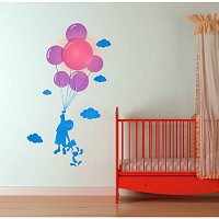 Samolepka a světlo na zeď - dítě s balonky